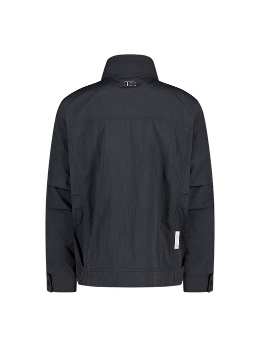 Double-Layered Collar Nylon Jacket (CARBON BLACK)