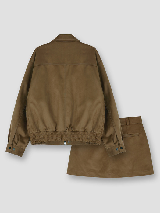suede collar blouson miniskirt setup w_brown