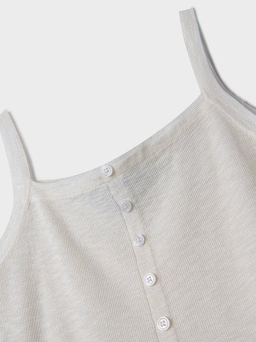 Layered Bustier Knit Button Sleeveless T-Shirt [Ivory]