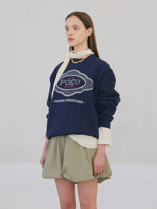 Lace Applique Sweatshirt - Navy
