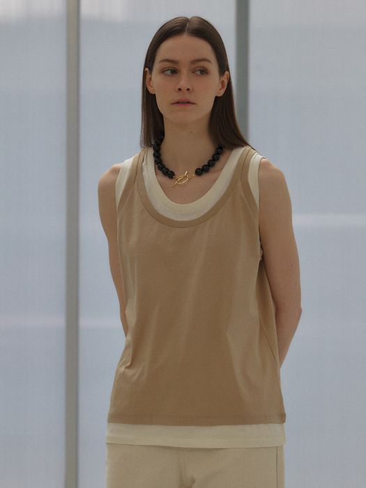 LAYERED OVERFIT TOP (BEIGE)