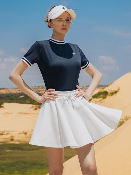 Cotton flared Skirt (white)