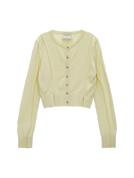 PINTUCK POINT KNIT CARDIGAN IN LIGHT YELLOW