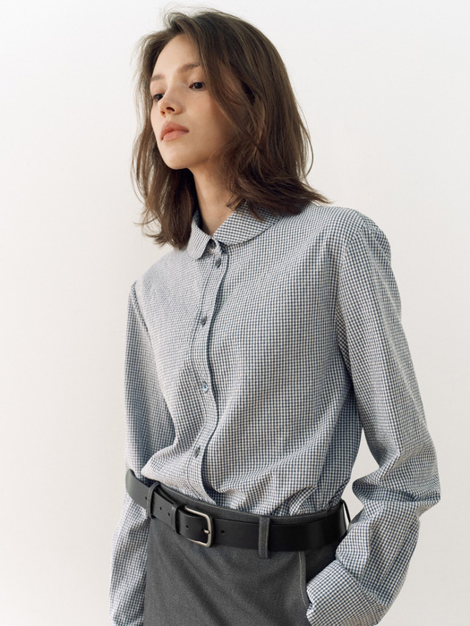 알스 라운드 카라 깅엄 체크 셔츠 (Black check/Pink check/Navy check)