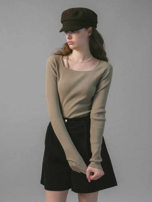 U Strap Square Neck Knit_4colors