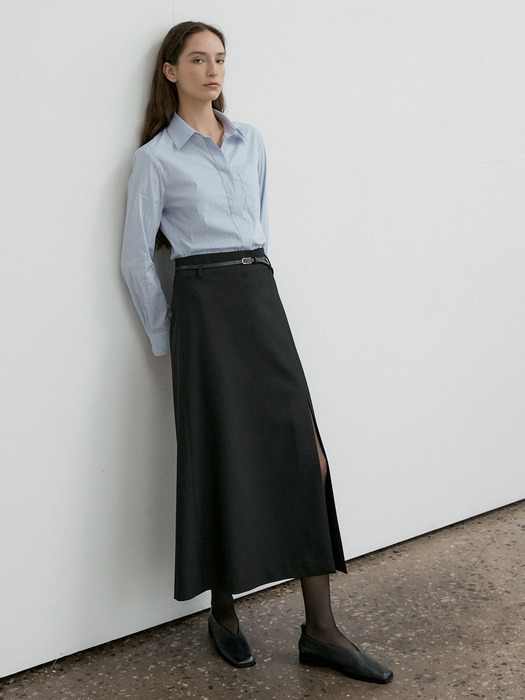 DEAR SLIT LONG SKIRT_BLACK