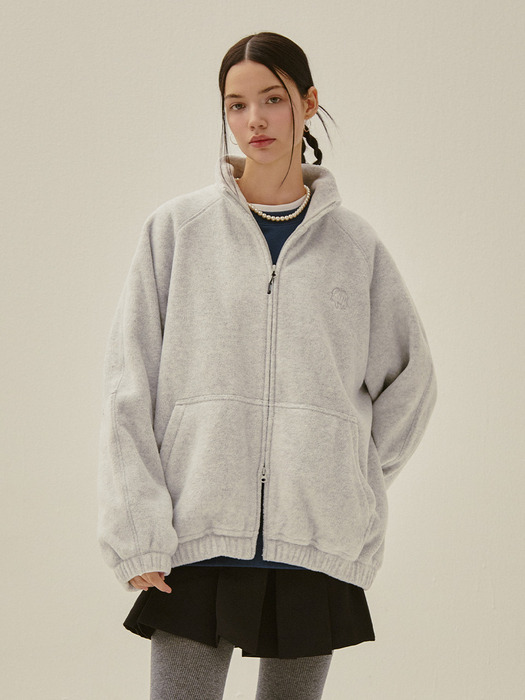 HIGHNECK FLEECE ZIP-UP JACKET LGR