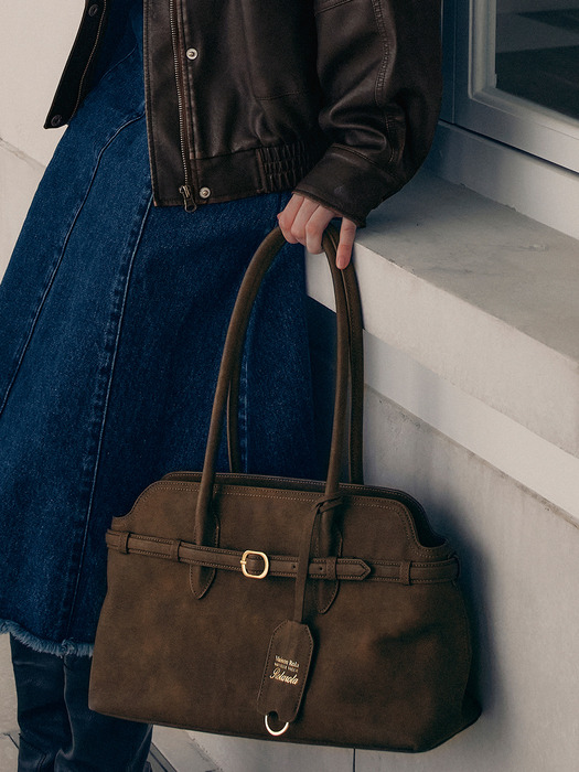 BUCKLE TOTE BAG BROWN