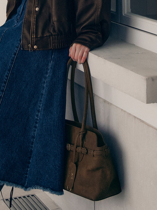 BUCKLE TOTE BAG BROWN