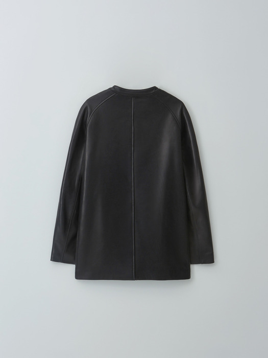 leather half coat (black)