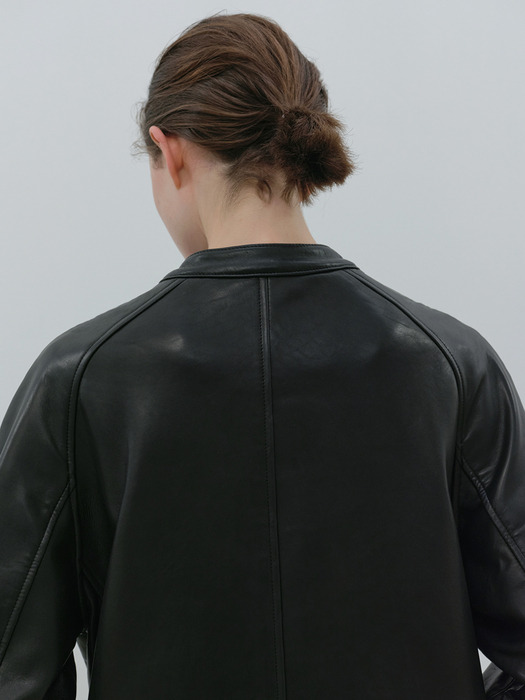 leather half coat (black)