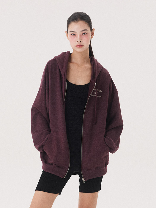 OVER FIT ARROW HOODY ZIP UP_vintage burgundy