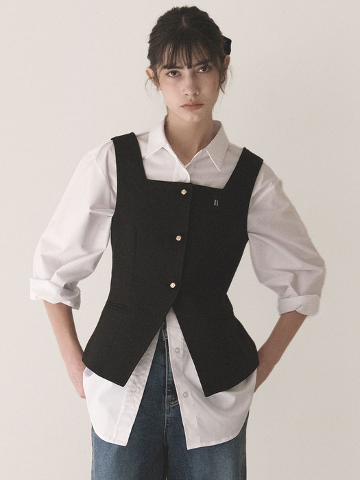 Classic square single vest - Black