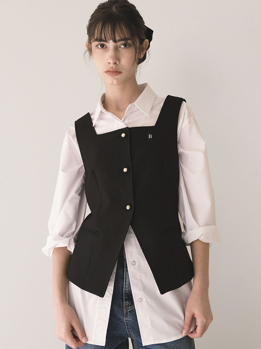 Classic square single vest - Black