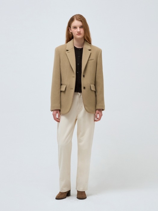 wool single jacket - beige