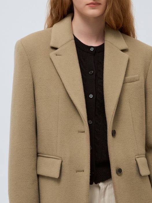 wool single jacket - beige