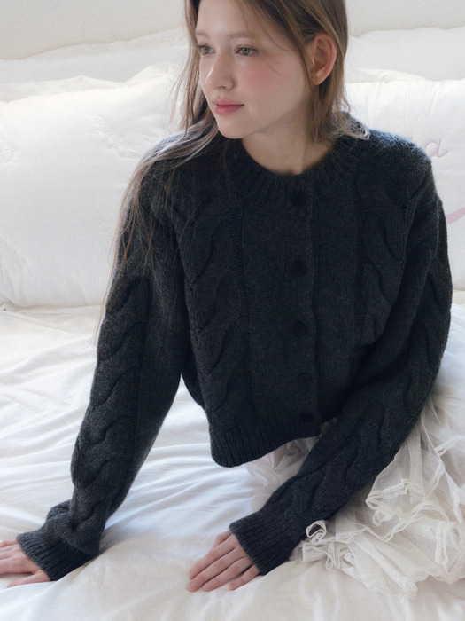 Baby Alpaca Cable Knit Cardigan_2 Colors