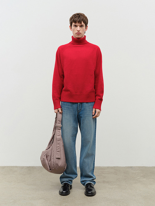 UNISEX ESSENTIAL WOOL TURTLENECK SWEATER RED_M_UDSW4D124R2