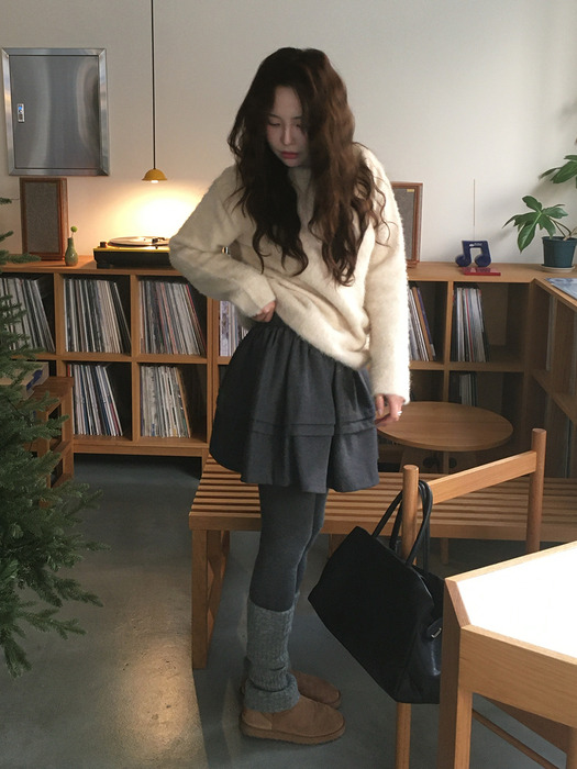 WOOL SHIRRING MINI SKIRT(CC)