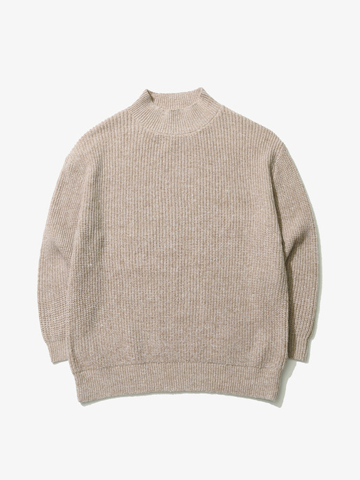 Wool Crew Neck Round Knit  Beige