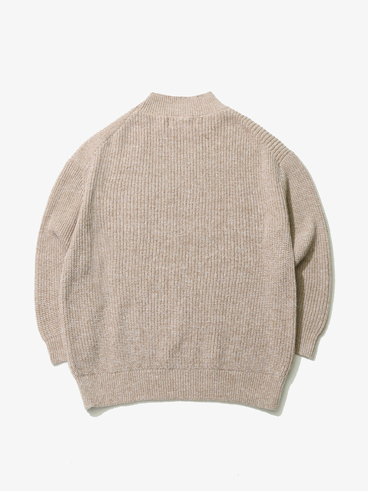 Wool Crew Neck Round Knit  Beige