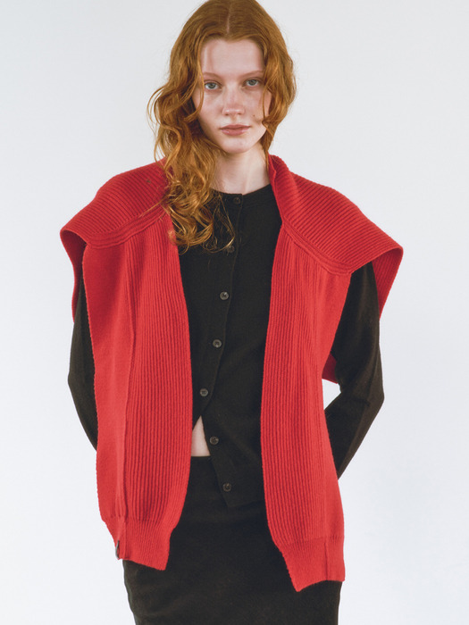 WOOL BLENDED SHAWL MUFFLER [RED]