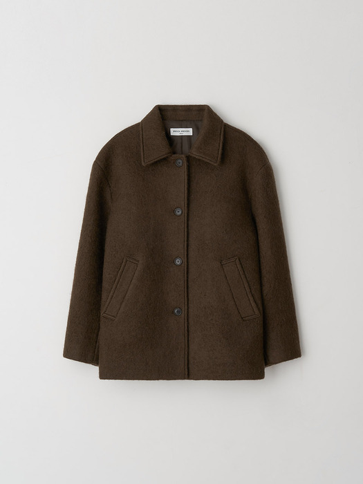 mohair half coat - winter khaki