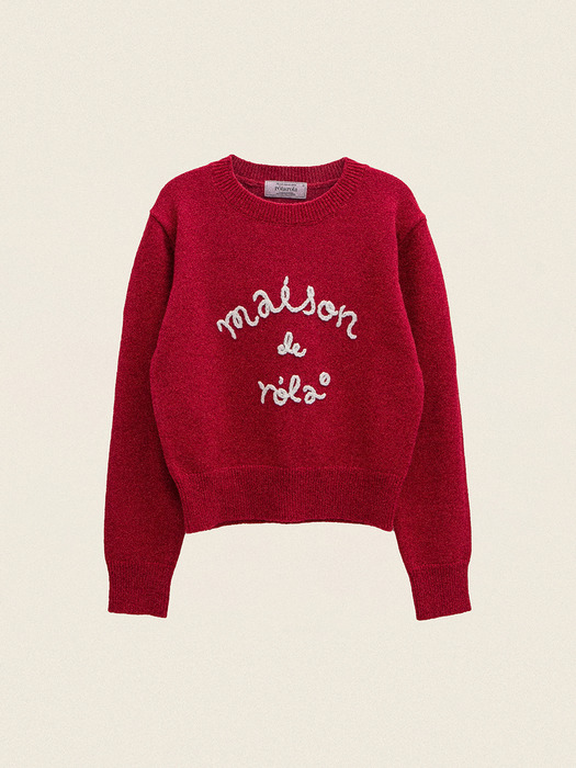 MAISON DE ROLA EMBROIDERY KNIT RED