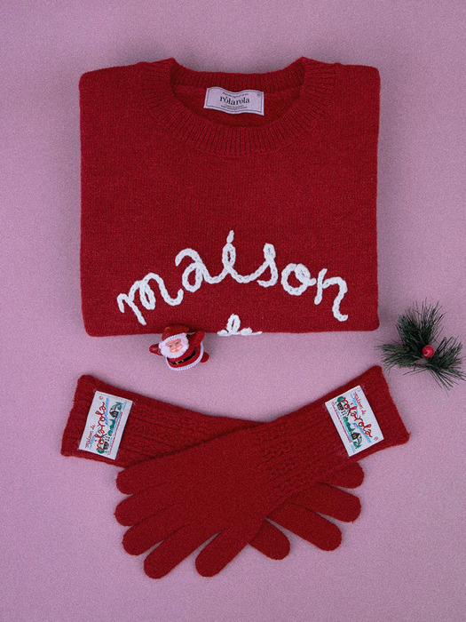 MAISON DE ROLA EMBROIDERY KNIT RED