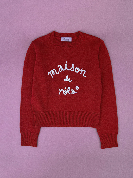 MAISON DE ROLA EMBROIDERY KNIT RED