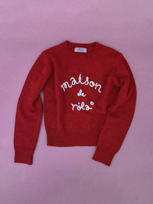 MAISON DE ROLA EMBROIDERY KNIT RED