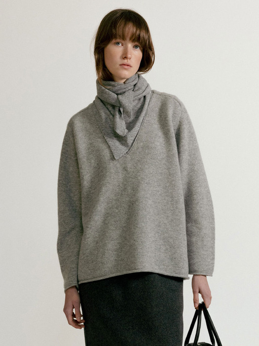 Triangle cashmere muffler (Gray)