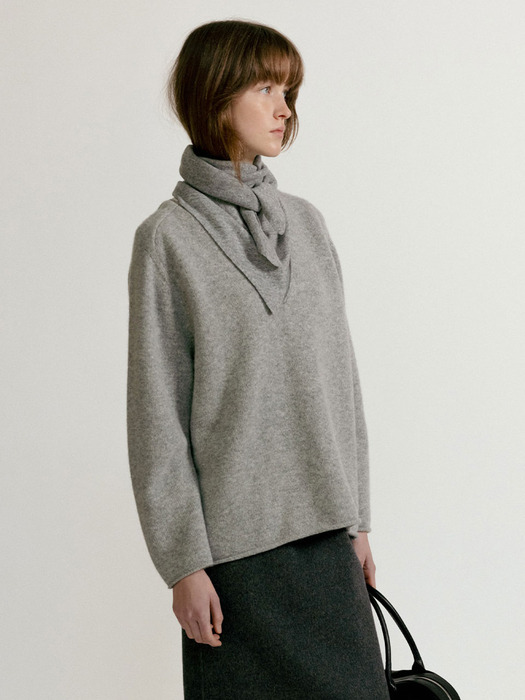 Triangle cashmere muffler (Gray)