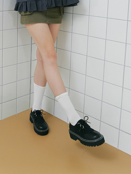 [리퍼브]rfb7083 platform lace-up loafers _ black