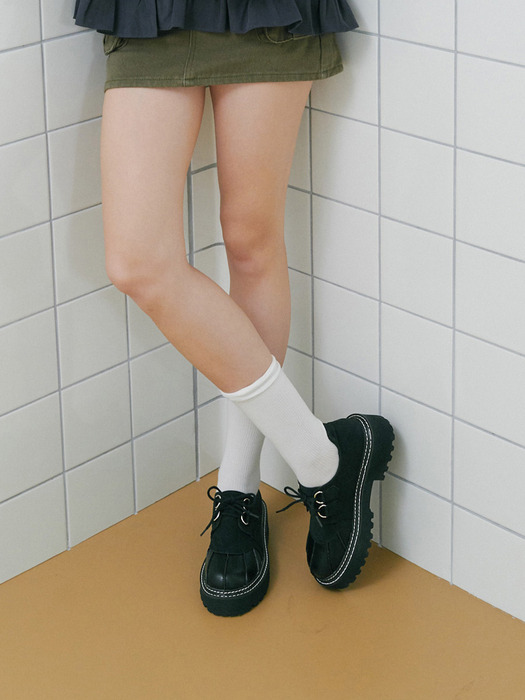 [리퍼브]rfb7083 platform lace-up loafers _ black