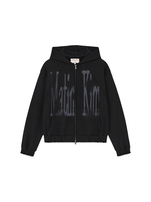 BIG LOGO HOODY ZIP UP IN BLACK - Image 3