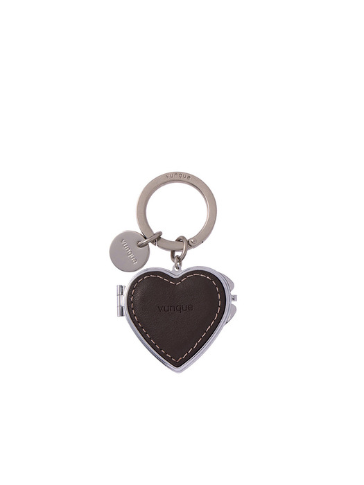Heart Pocket Mirror Charm (Dark Brown) - Image 2