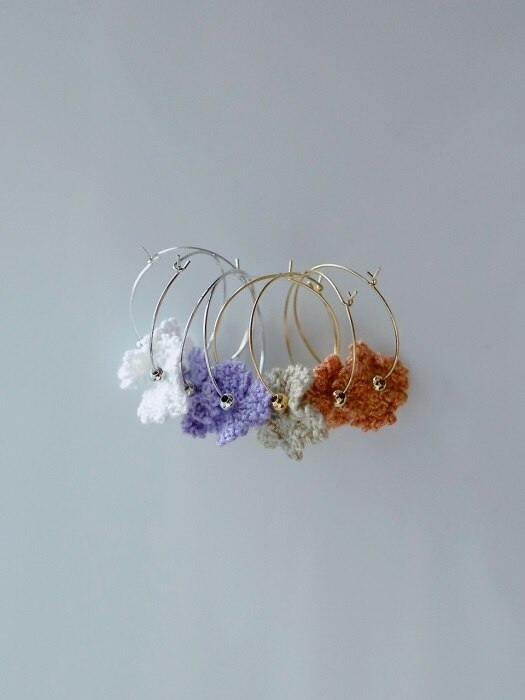 flower hoop ring knit earring