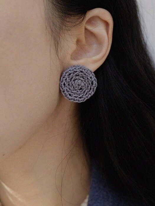 3color circle knit earring