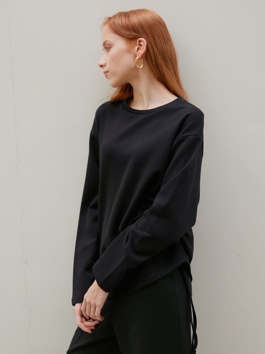 SIDE SHIRRING T-SHIRTS_BLACK