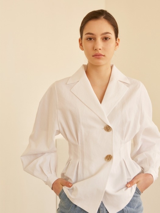 19SS COLLAR TWO BUTTON BLOUSE WHITE