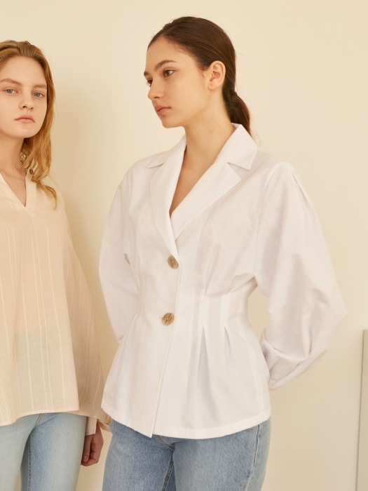 19SS COLLAR TWO BUTTON BLOUSE WHITE