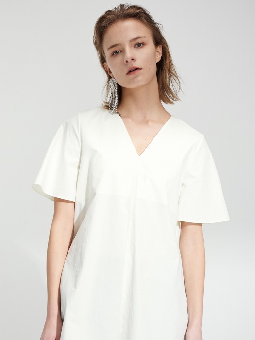 A-LINE HALF SLEEVE TOP OFF-WHITE