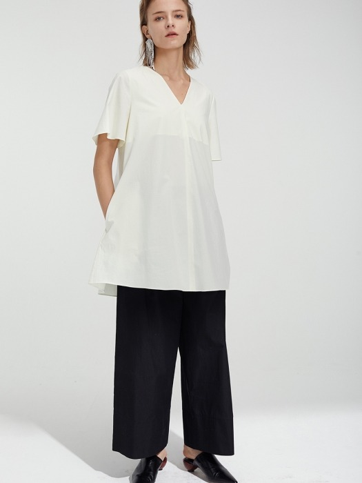 A-LINE HALF SLEEVE TOP OFF-WHITE