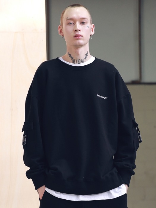 SL LOGO SIDE BUCKLE SWEATSHIRTS MSNCR001-BK