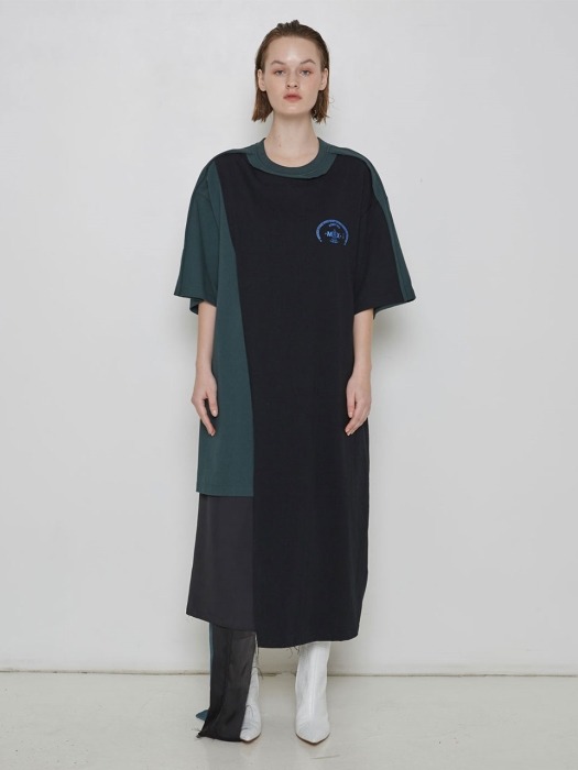 Black/Khaki Multi Structured Visitor T-shirt Dress