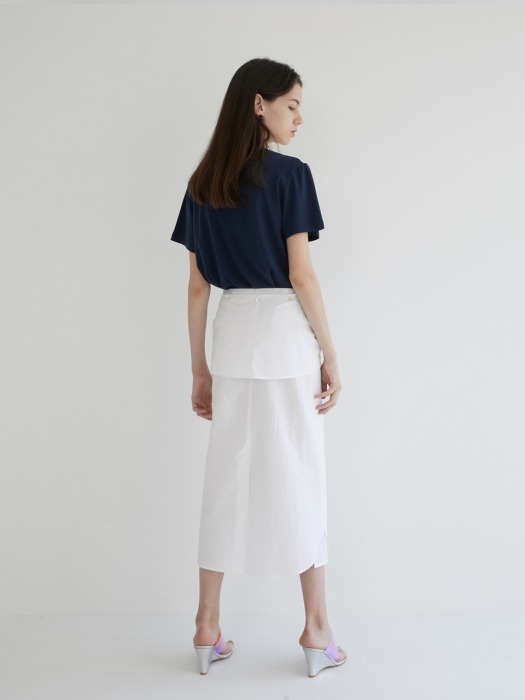 19 SUMMER_White Shirts layered Skirt