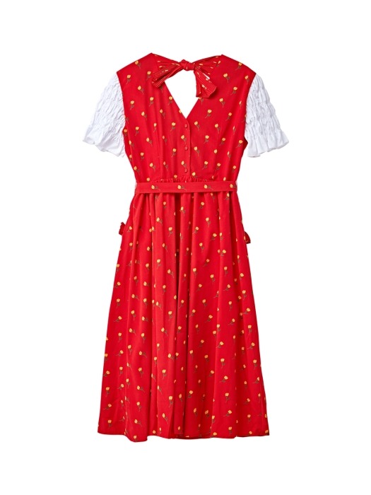 Tulip ribbon wrap dress - Red