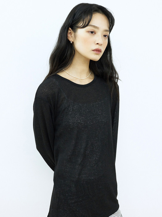 MTOF2 KNIT L SLEEVE TEE(BLACK)