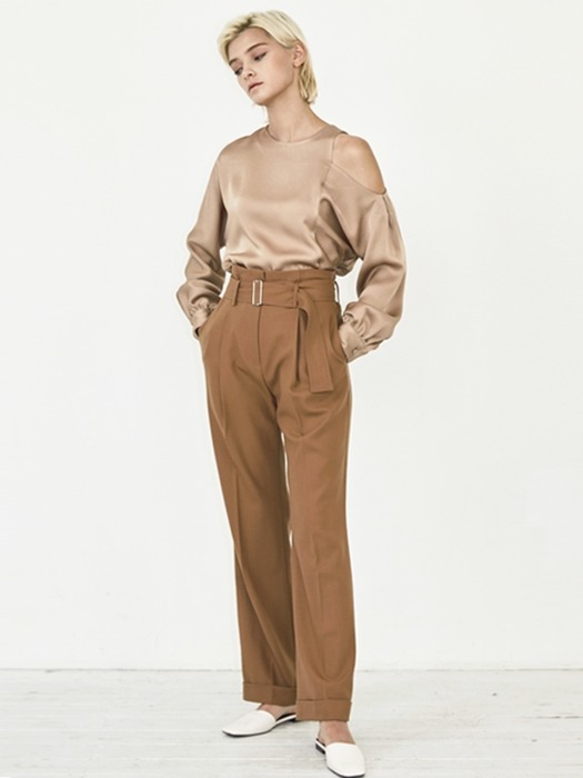 Belted Wool Pants_Camel